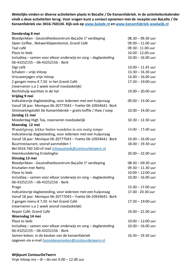 Week 8 mei tm 14 mei