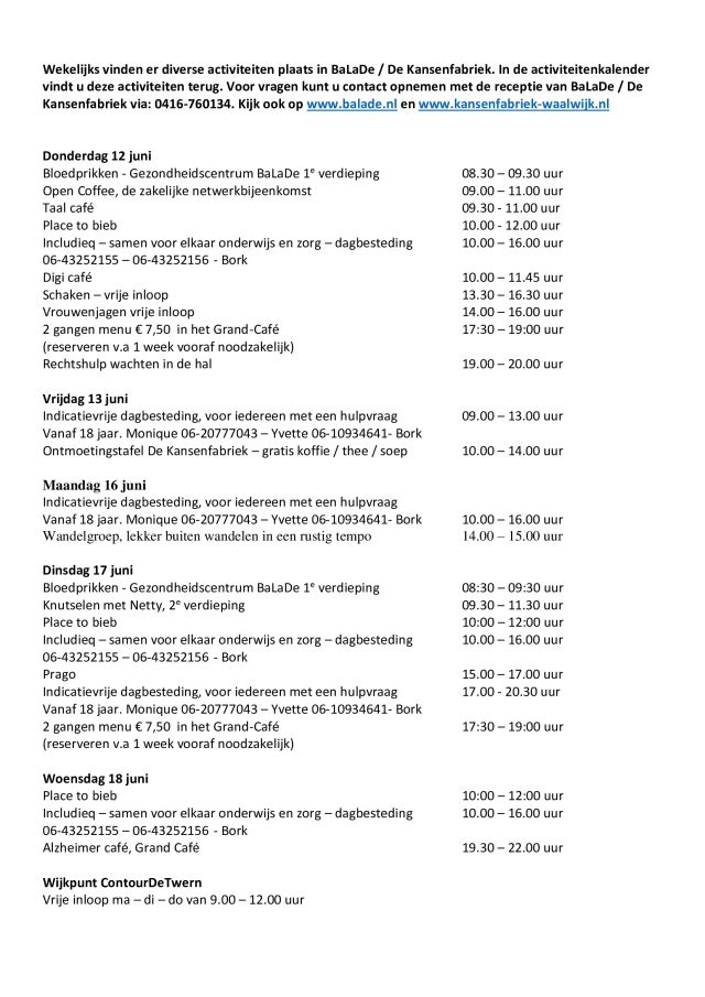 Week 12 juni tm 18 juni