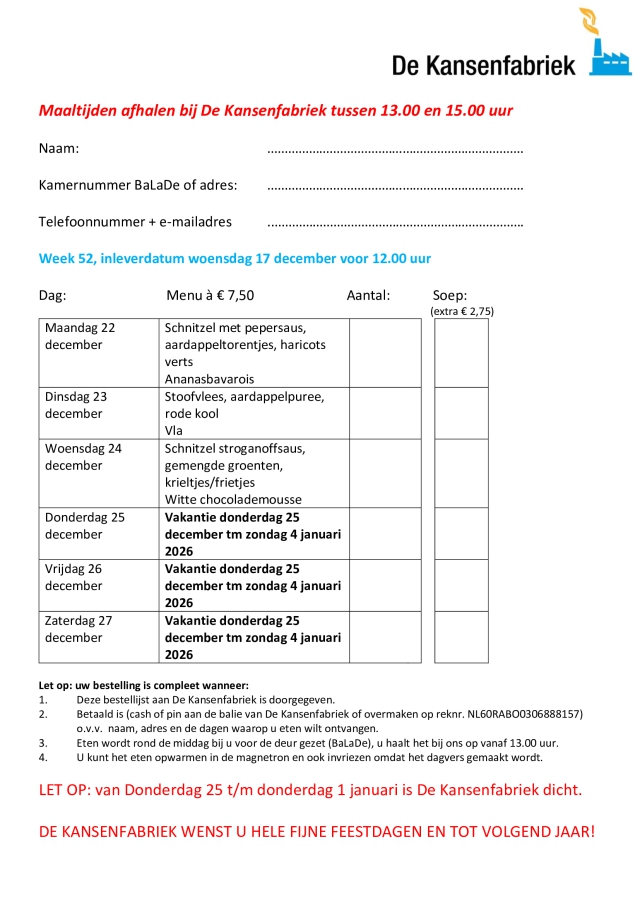 Bestellijst week 52 2025