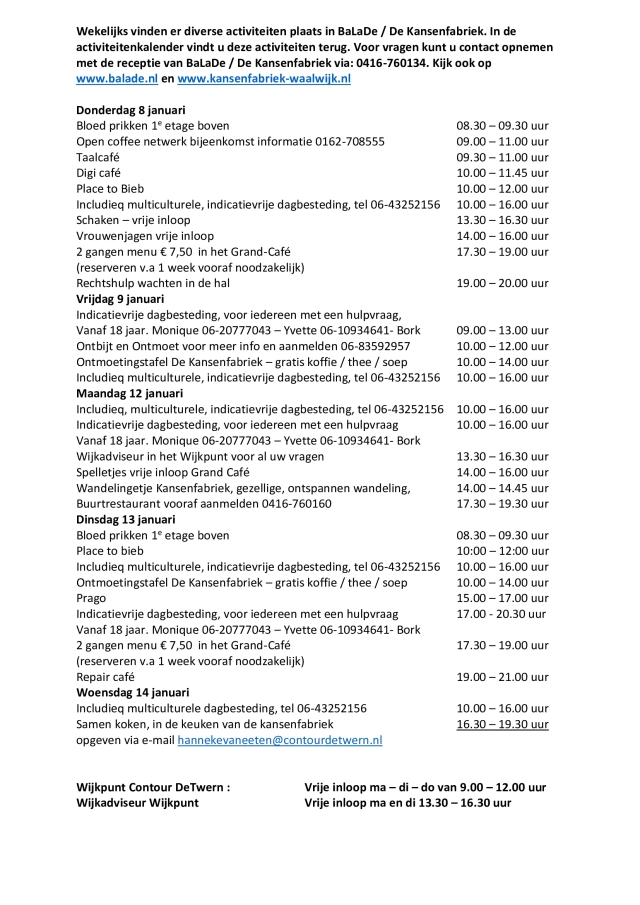 Week 8 januari tm 14 januari 2026