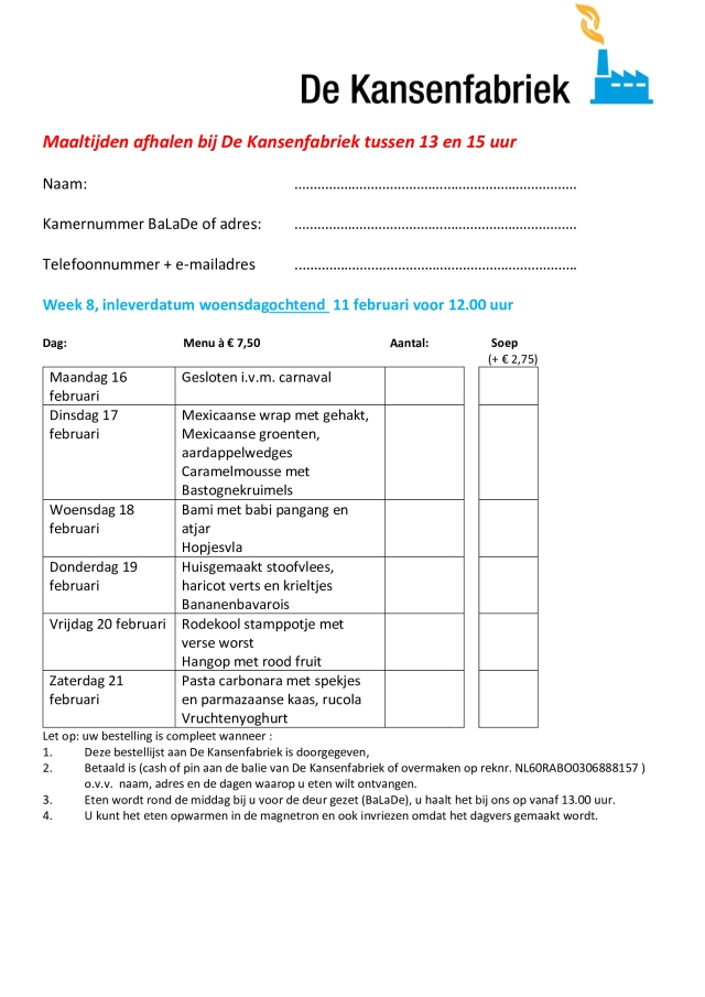 Bestellijst week 8 2026