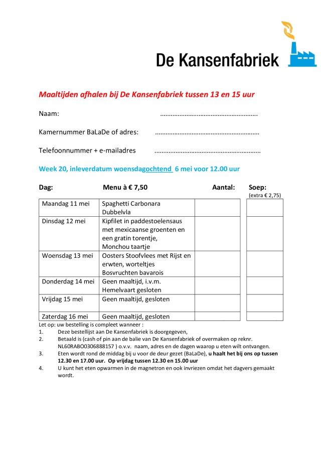 Bestellijst week 20 2026